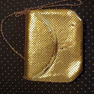 Vintage Gold Metal Mesh Handbag And Gold Chain Strap